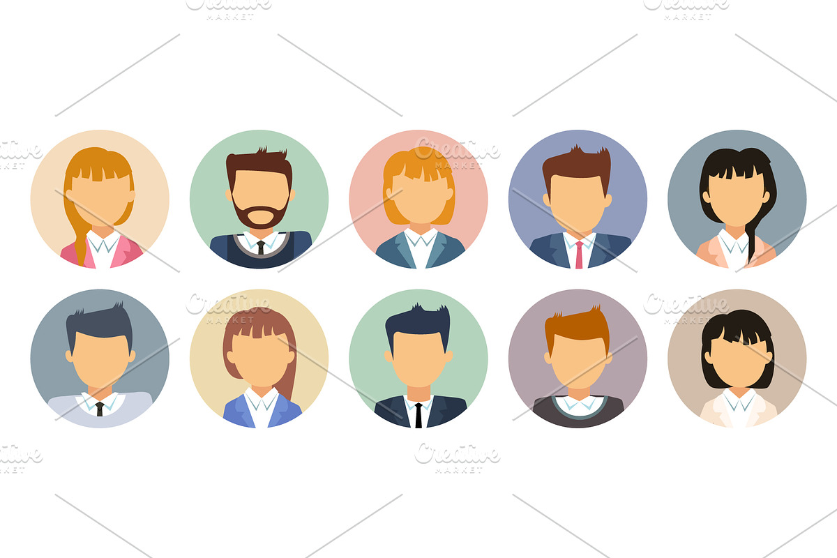 Icons of business people in circles, an Icon by Yayasya