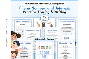 Kids Safety Info Address Number, a Print Template by PlannersByBee