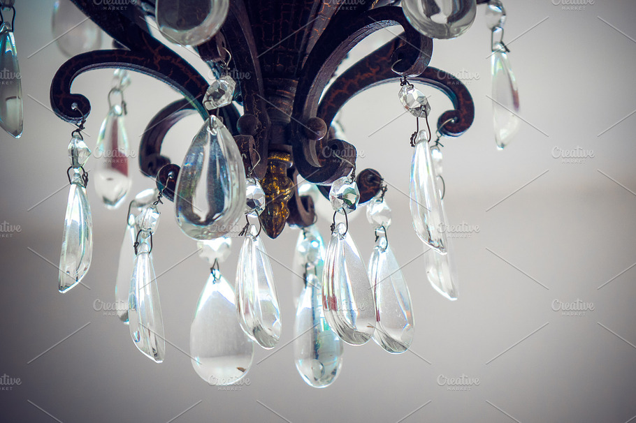 Aged Crystal Chandelier 1