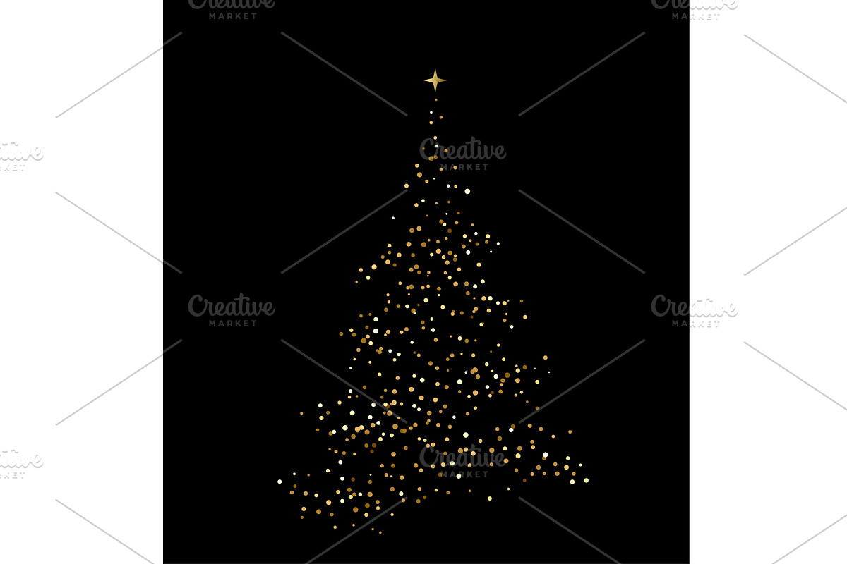 Gold Glitter Christmas tree with, a Texture Illustration by Marinstri