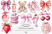 Pink Bows Coquette Clipart, an Illustration by Design Market (Thumbnail 1 of 4)