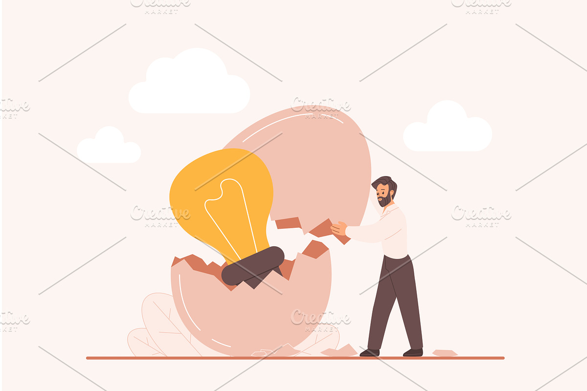 Business startup idea invention man, a Person Illustration by Lemberg Vector