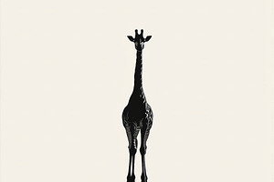 Black Giraffe Silhouette Minimalist, an Animal Photo by Pixeness Studio