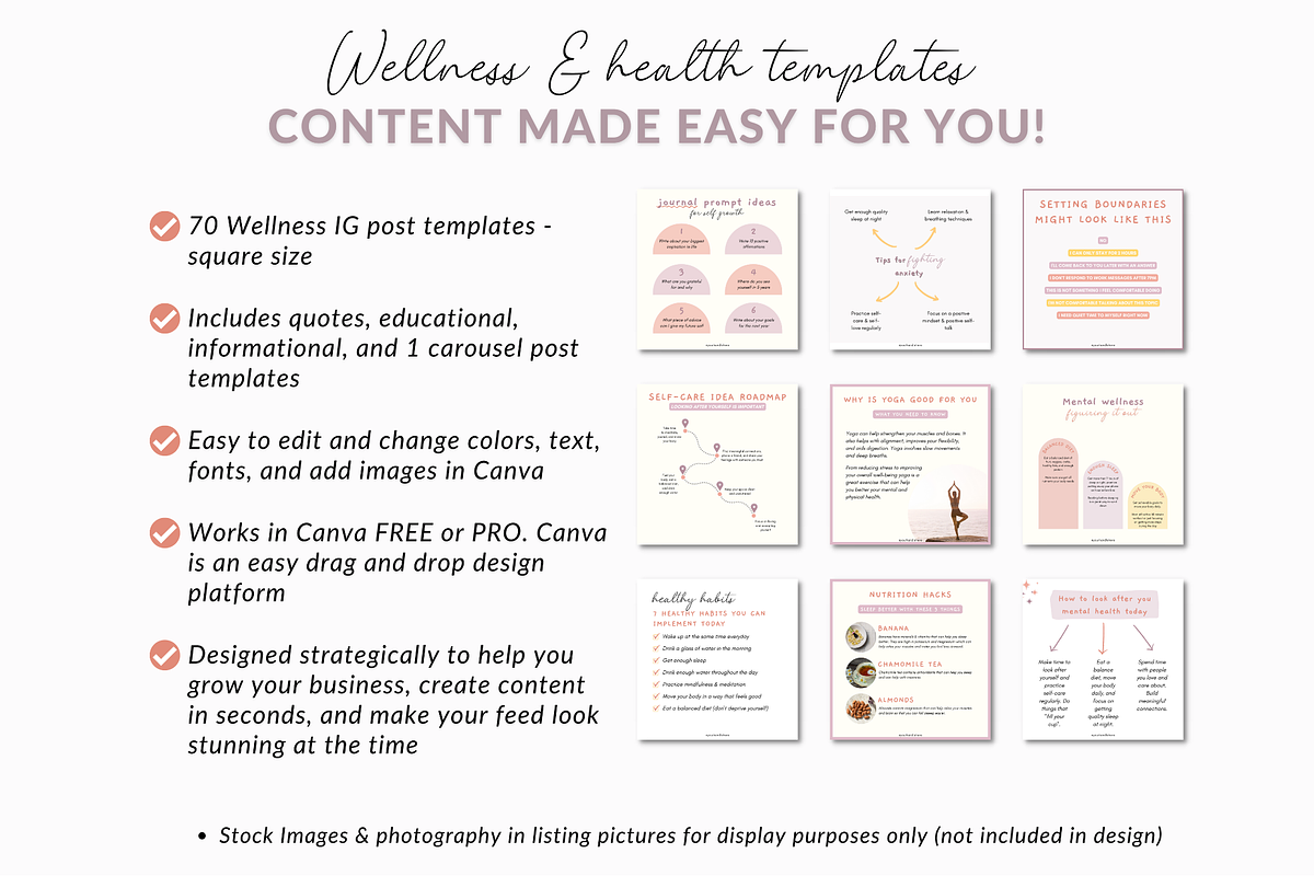 Wellness coach Instagram templates, a Social Media Template by Cate Creates