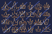 Doodle Crown, Black + Golden Clipart, an Icon by RabbitAndPencil (Thumbnail 3 of 5)