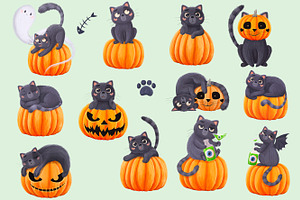 Cute Black Cat PNG Illustrations