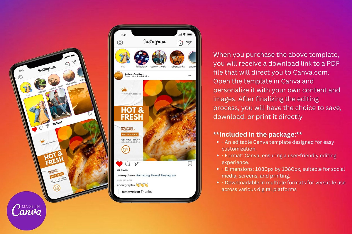 Hot & Fresh Chicken Fry Promo Design, a Social Media Template by Mishek Munene (Photo 4 of 4)