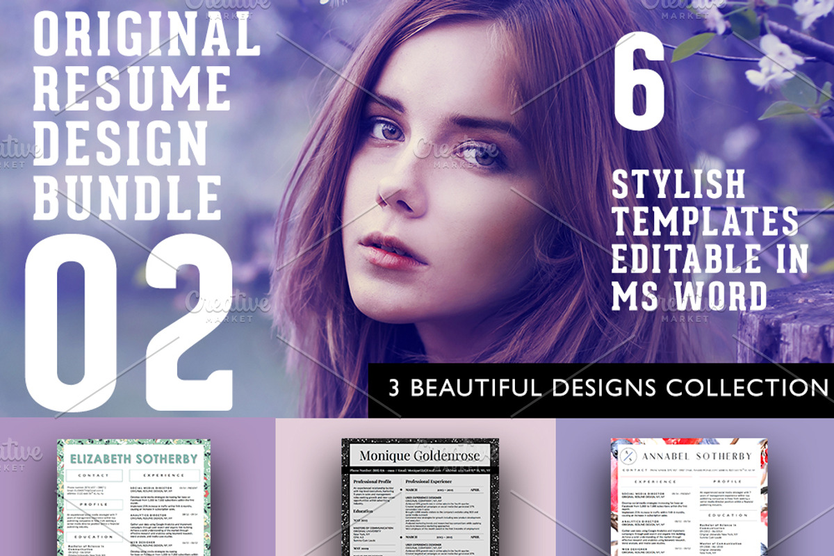 3 Beautiful Resume Designs Bundle, a Resume Template by Stand Out Shop (Photo 1 of 5)