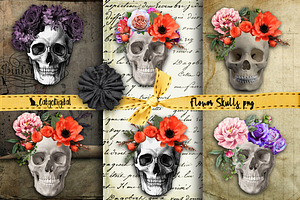 Flower Skulls Elements Halloween
