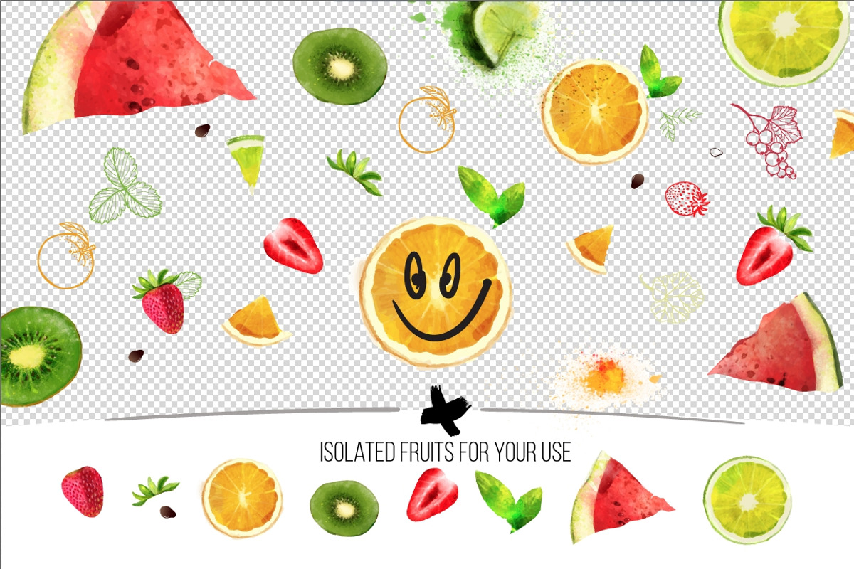 Vector watercolor juicy fruit, a Pattern Graphic by Vikpit (Photo 3 of 6)