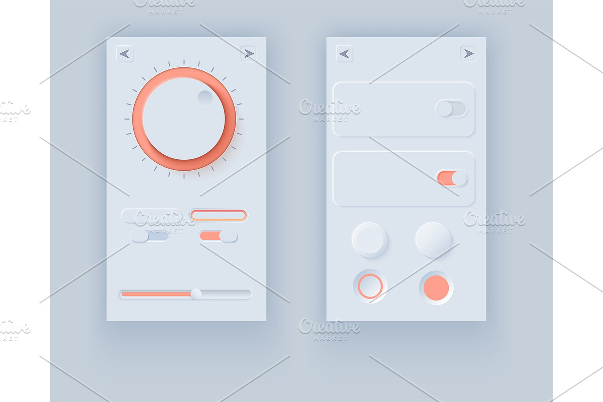 Neumorph UI kit, an Illustration by Vitamin