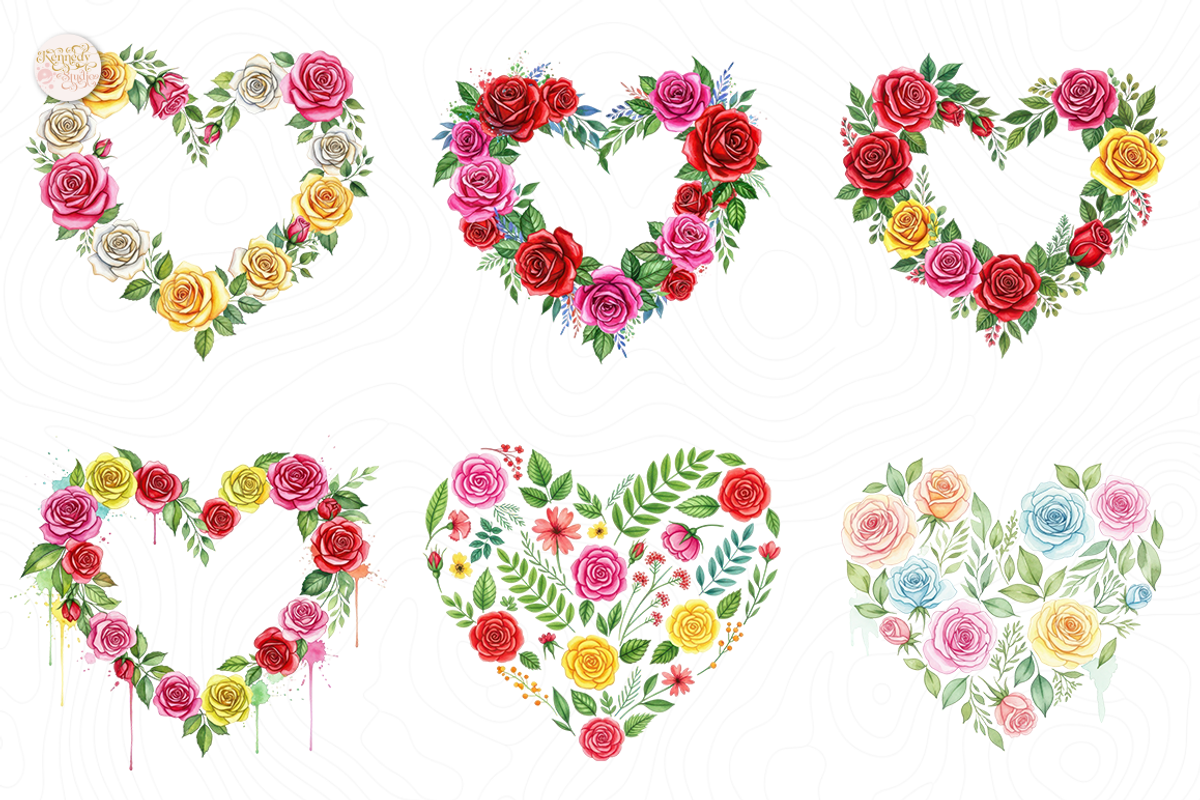 Watercolor Floral Heart PNG., an Object Illustration by KennedyStudio (Photo 3 of 4)