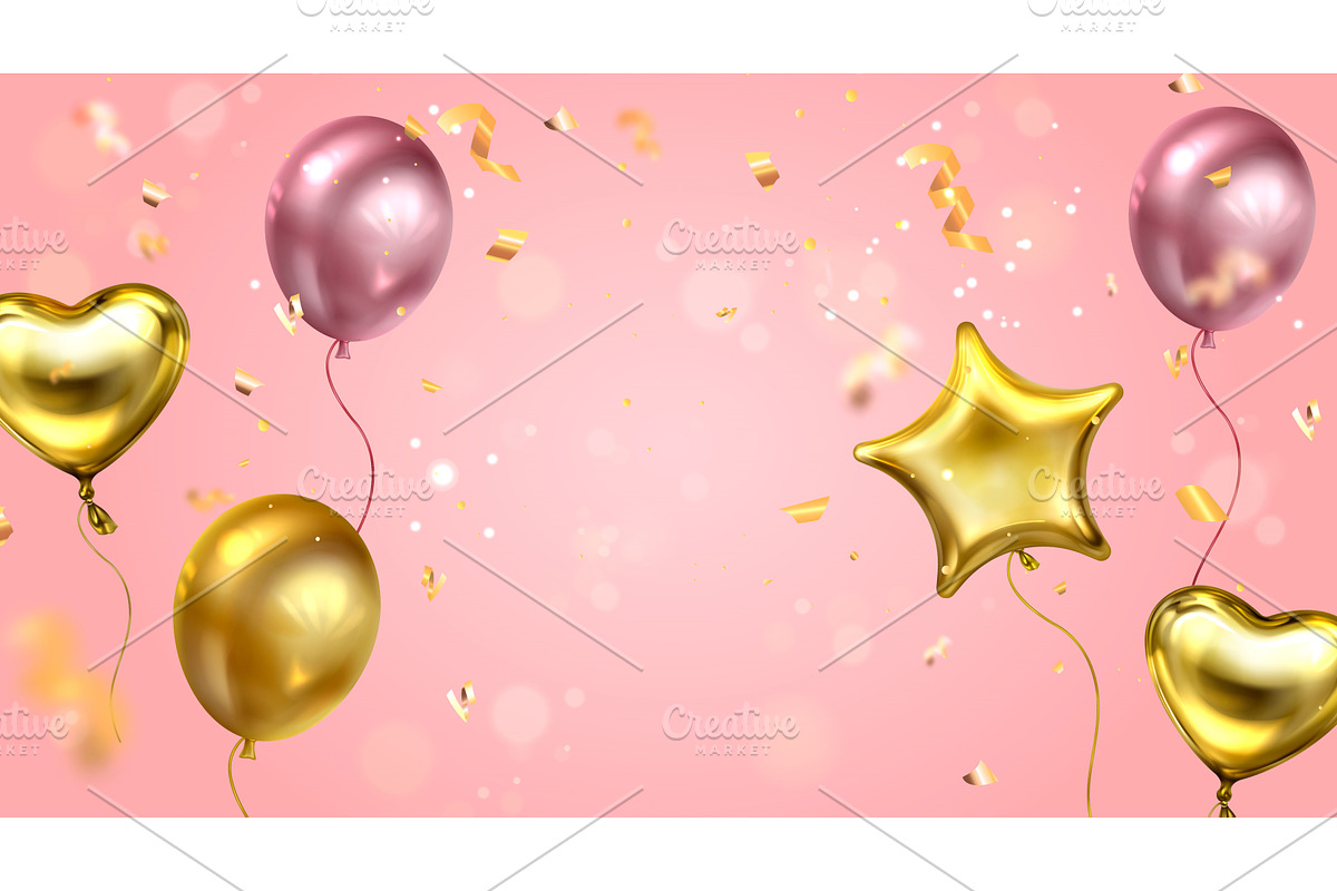 Birthday card with air balloons and, an Illustration by art PVP - market
