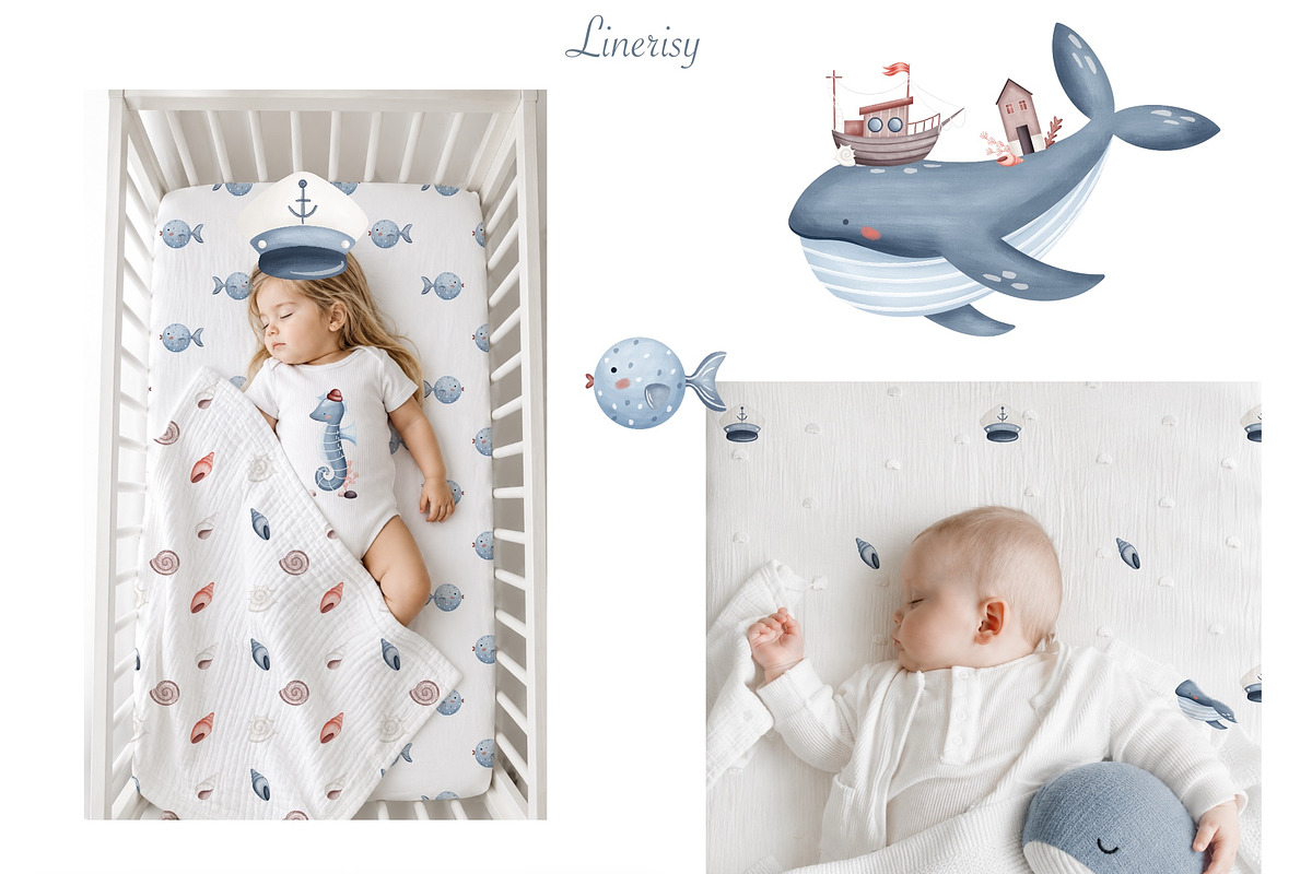 Sea Adventures. Baby collection, an Animal Illustration by Linerisyart (Photo 11 of 14)