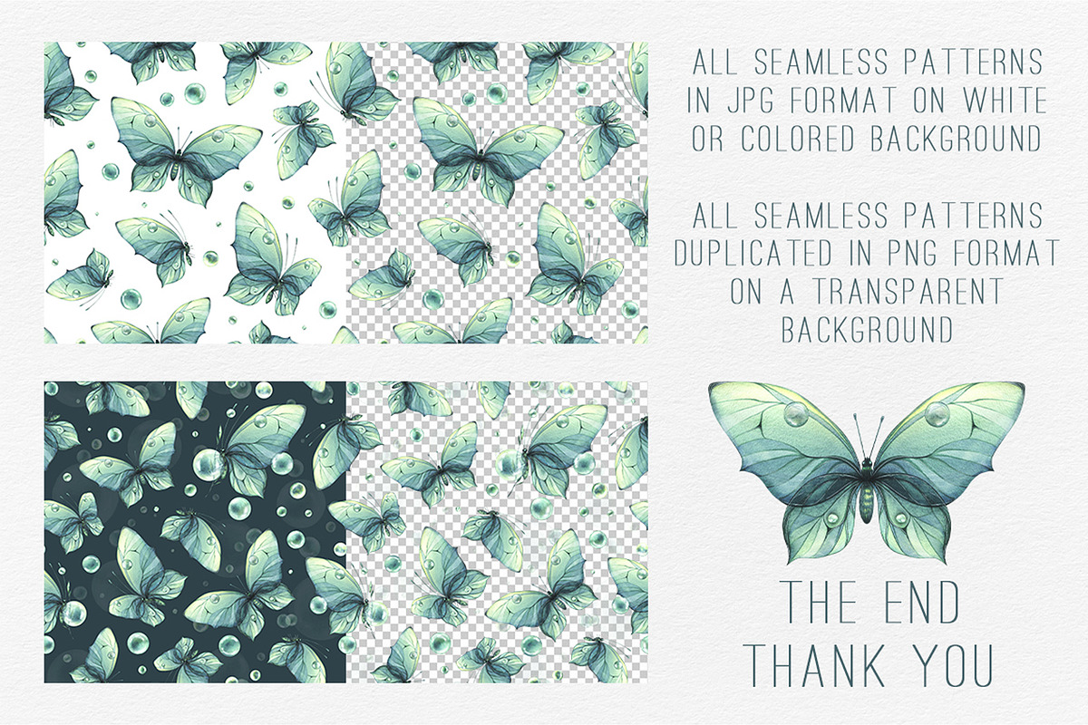 Butterfly Dream Seamless Pattern Set, an Illustration by NATASHA CHU (Photo 5 of 5)