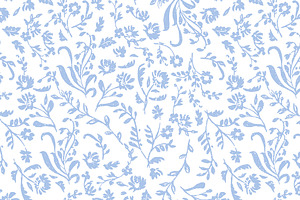 Ditsy Toile Floral - Blue And White