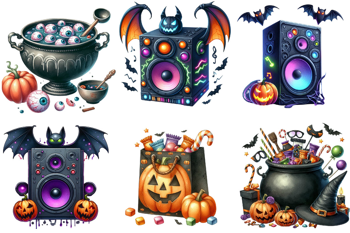 Watercolor Halloween Party Clipart, an Illustration by DreamArtGraphic (Photo 2 of 5)