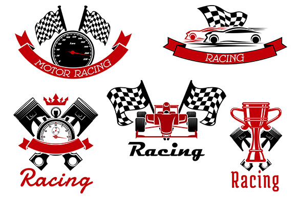 Racing sport icons and emblems, a Background Graphic by Vector Tradition