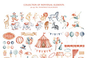 Cute Circus Watercolor Clipart Set, an Animal Illustration by LenArt (Thumbnail 16 of 18)