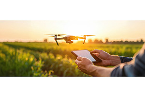 A person pilots a drone over a green, a Nature Photo by Igor Tichonow