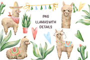 Llamas Watercolor, an Animal Illustration by sheincar (Thumbnail 3 of 4)
