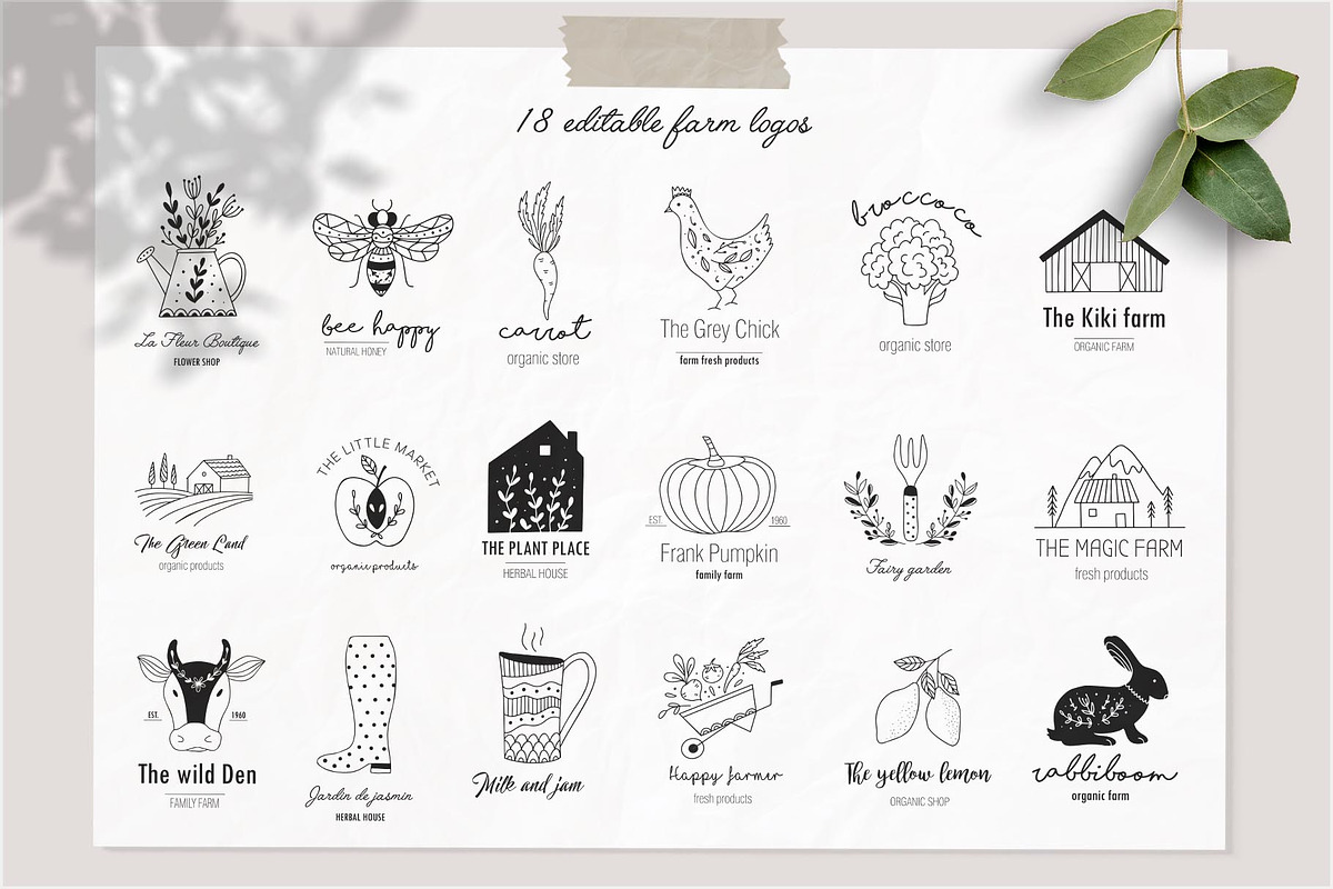 Farm love - premade logos set, a Branding & Logo Template by Alisovna (Photo 4 of 12)