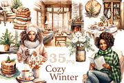 Cozy Winter Clipart, a Person Illustration by GlamArtZhanna (Thumbnail 1 of 5)