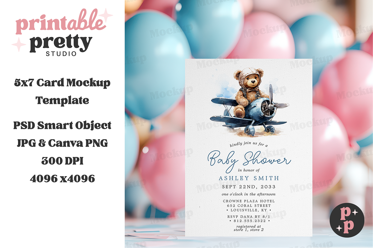 Balloon Card Mockup PSD 5x7, a Product Mockup by Printable Pretty Studio (Photo 4 of 7)