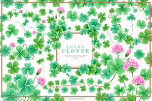 Watercolor Lucky Clover Clipart, a Decorative Illustration by Blumensdiary