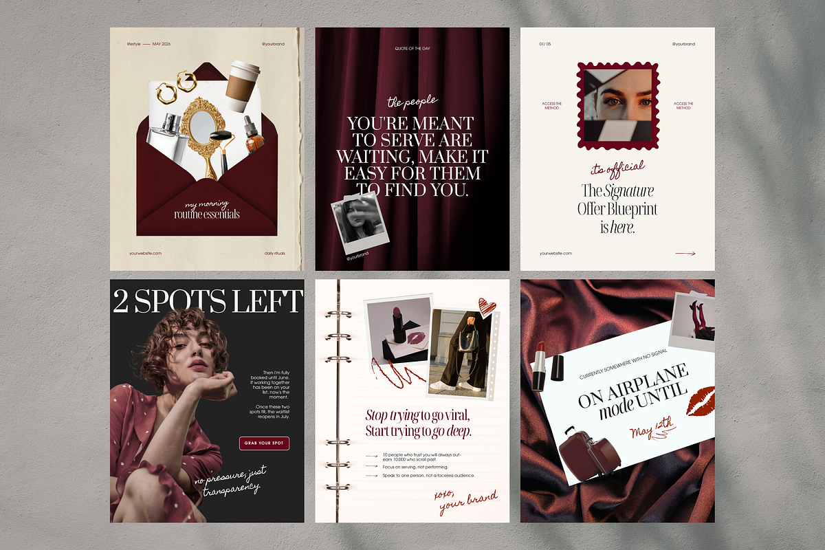 Bold & Burgundy Instagram Templates, a Social Media Template by CanvaTemplateClubCo (Photo 3 of 10)