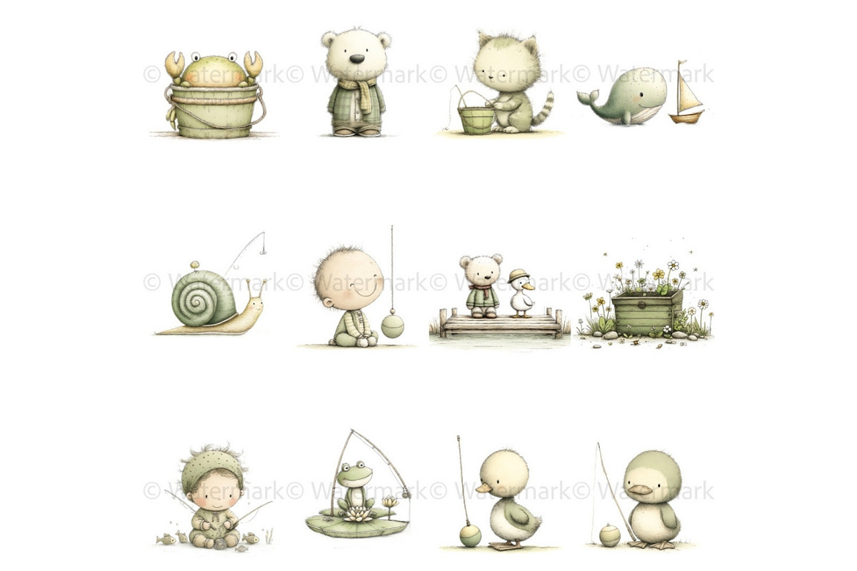 Fishing Watercolor Baby Shower, a Decorative Illustration by Nicole Branger Art (Photo 7 of 21)