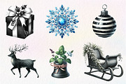 Black and White Christmas Clipart, an Illustration by CreationArt (Thumbnail 3 of 5)