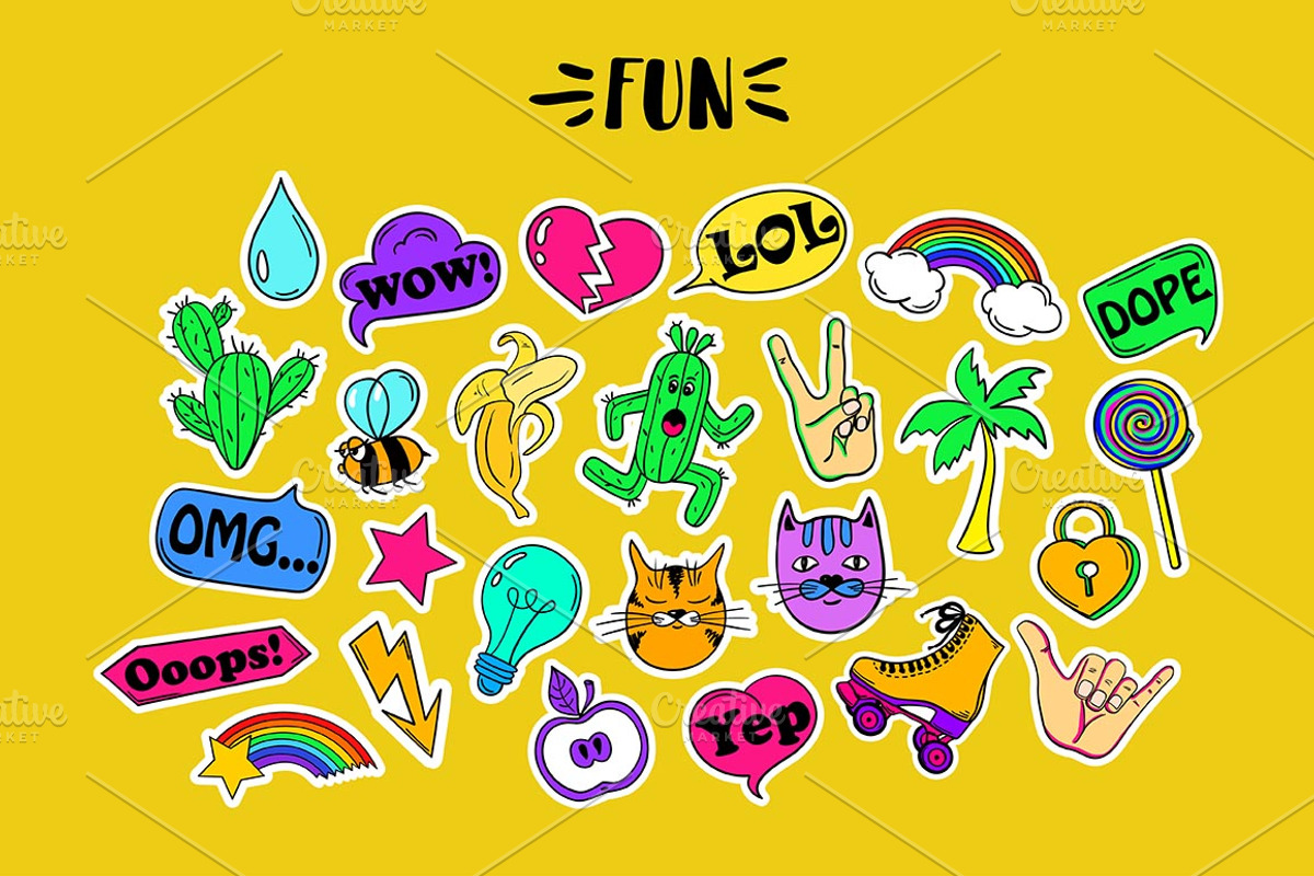 Funky Stickers, an Illustration by Annakniaz