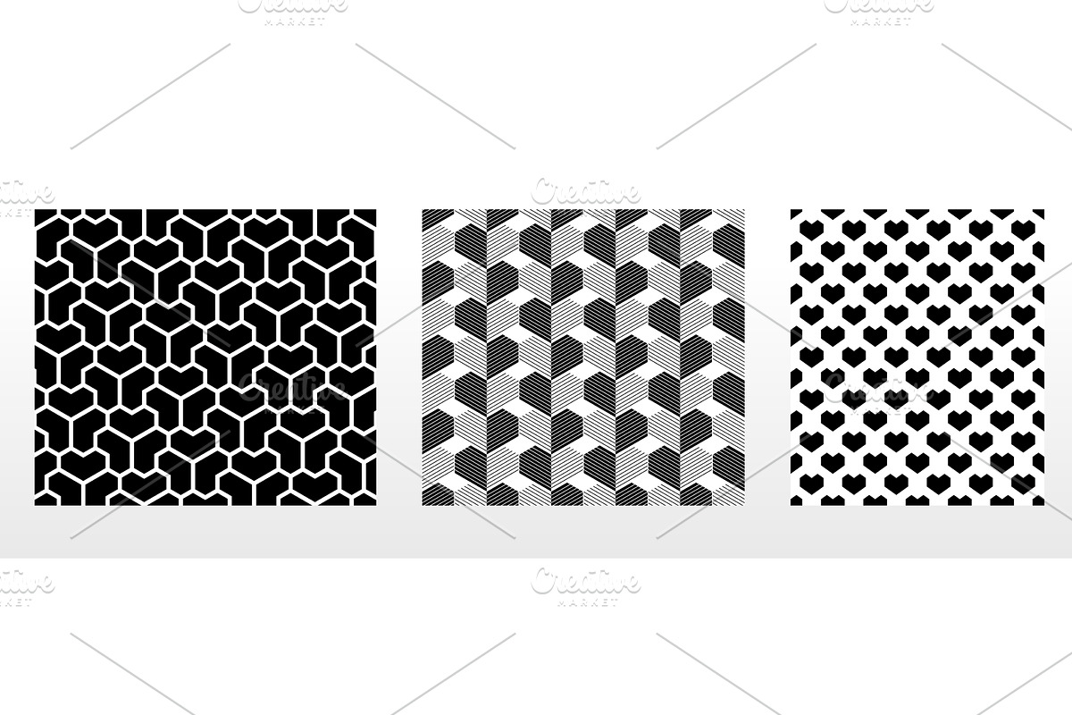 Geometric set of seamless black and, a Pattern Graphic by RODINA