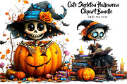 Cute Skeleton Halloween Clipart, a Seasonal Illustration by CreationArt (Thumbnail 1 of 5)