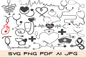 Stethoscope Svg Png Bundle, an Education Illustration by Digi_Design_World