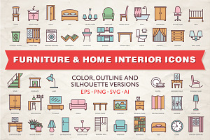 Furniture Home Interior Icons Set