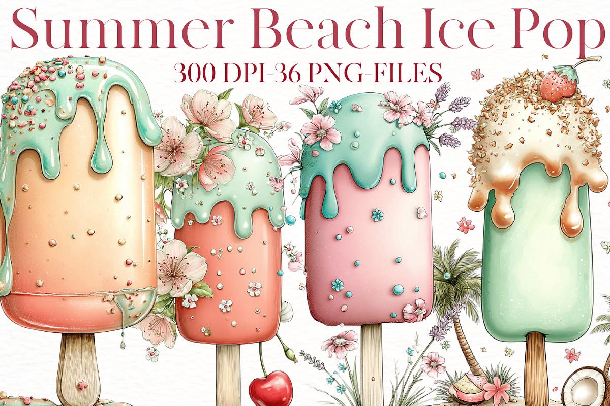 Whimsical Cold Summer Beach Ice Pop, an Illustration by Designworld (Photo 1 of 7)