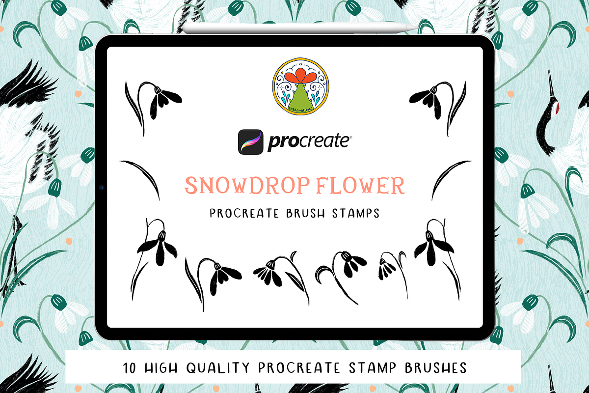 Procreate Brush Stamps - Snowdrop, a Brush Add-On by Gabba Delgado (Photo 1 of 4)