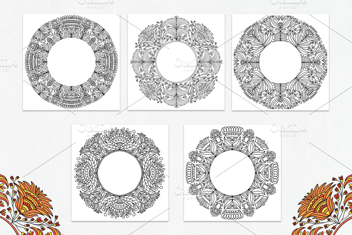 Wreath with flowers in folk style., a Brushes & More by dnapslvsk (Photo 5 of 6)