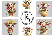 Whimsical Easter Cow Clipart, an Illustration by Black Bird Studio (Thumbnail 5 of 5)