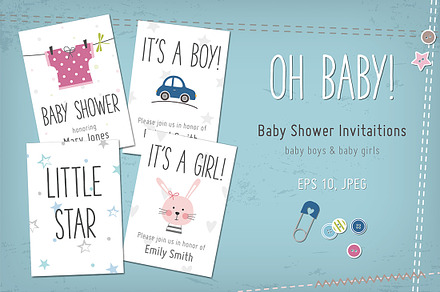 Baby shower invitations, a Card Template by Paper Cards