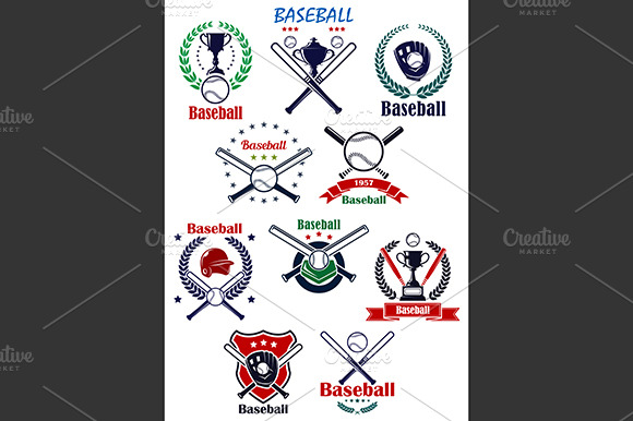Baseball Heraldic Emblems Or Badges
