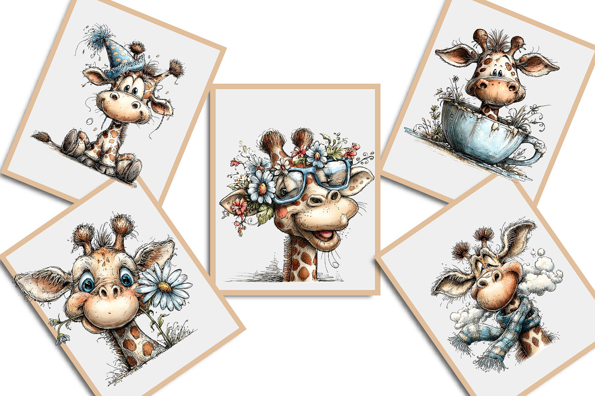 Cute Stylish giraffe clipart, an Illustration by Libby Wishes (Photo 4 of 7)