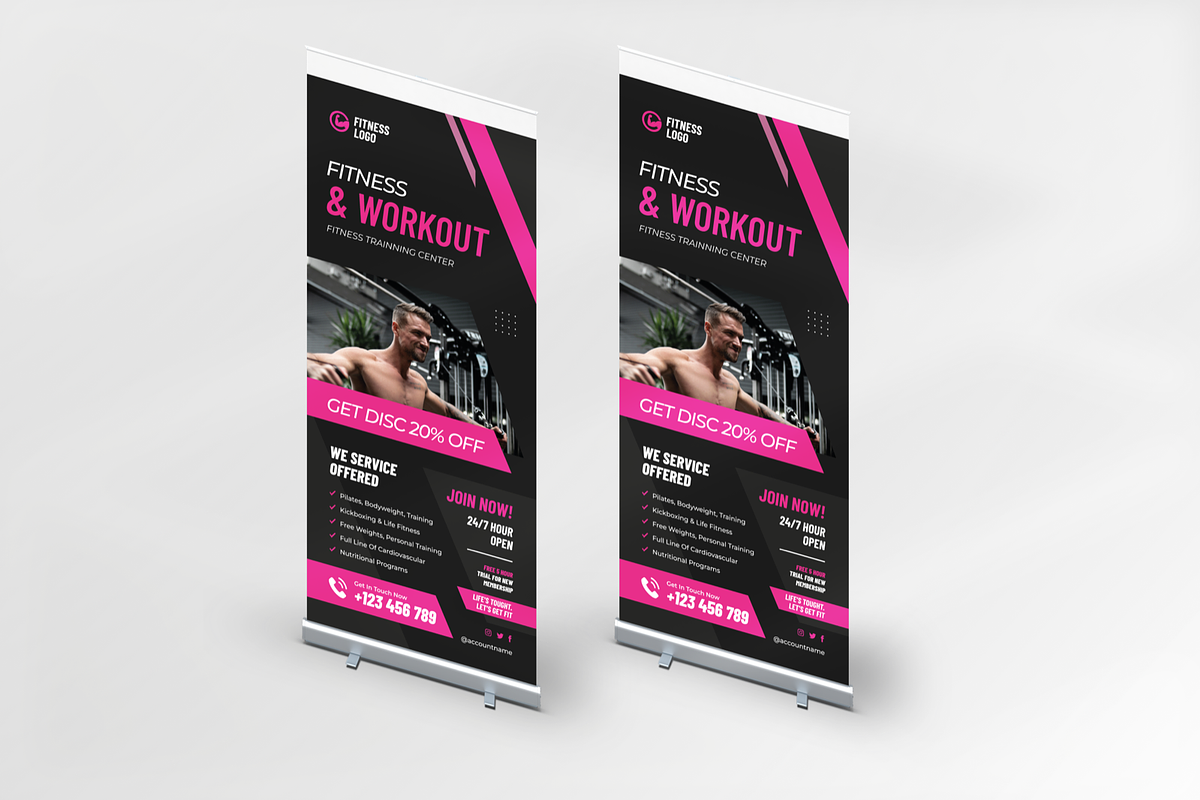 Gym Fitness Roll Up Banner, a Print Template by Annora Studio (Photo 4 of 5)