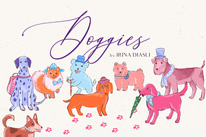 Cute Doggies-Patterns, Illustrations