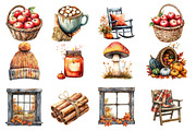 Watercolor Autumn Cozy Clipart, an Illustration by SinaCreation (Thumbnail 2 of 5)
