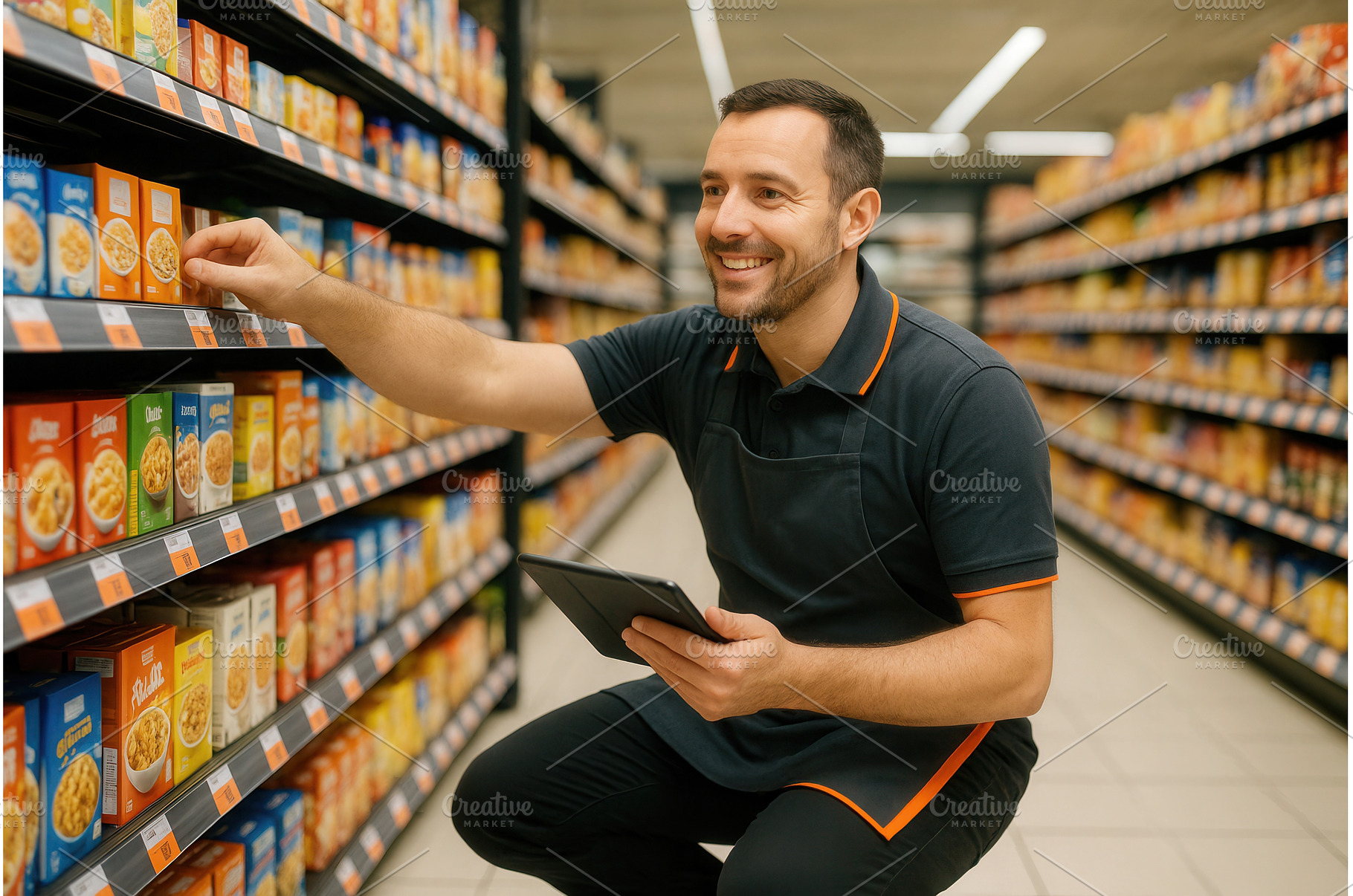Smiling store employee with a tablet, a Business Photo by Sergey Kotenev