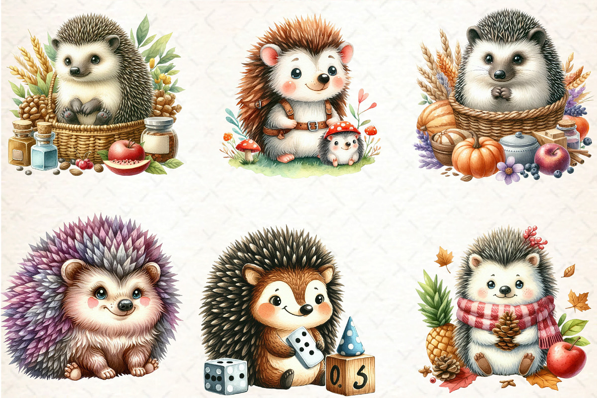 Watercolor Hedgehog Sublimation Clip, an Illustration by DreamCafeArt (Photo 3 of 7)