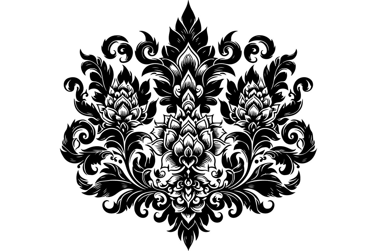 Baroque Black Floral Ornament Set, an Object Graphic by Designer_Momina (Photo 6 of 13)